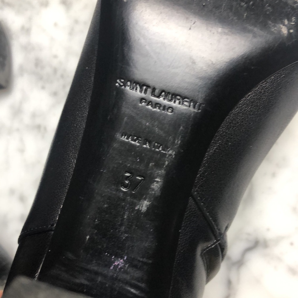 Yves Saint Laurent Women's Black Leather Ankle Boots - Picture 14 of 16